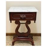 Victorian Harp Table with Marble Top