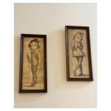 Pair Framed Artwork - Harlequin Boy & Girl by Maio