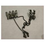 STERLING BROOCH DOUBLE CHATELAINE