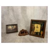 SHADOW BOXES & RED HILL MFG MAN W/BEER BOTTLE