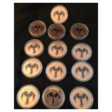 13 PHEONIX MYTHICAL CREATURES COPPER COINS