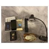 ANDROID PHONE, SCISSORS, FLASHLIGHT DESK LIGHT
