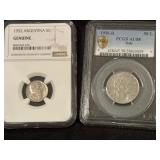 GRADED ARGENTINA AND ITALIAN COINS