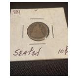 1889 SEATED DIME