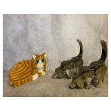 HAND CRAFTED WOOD FIGURINES CAT & DOGS