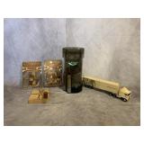 PUZZLES, DIE CAST GE TRUCK, MONEY WRAPPER