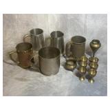 PEWTER MUGS AND BRASS CUPS