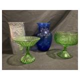 COBALT VASE WILTON CO GRAPE VASE CANDY DISHES