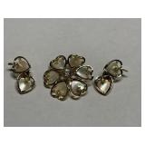 MOTHER OF PEARL EARRINGS AND BROOCH SET