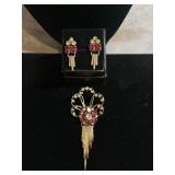 EARRINGS AND BROOCH MARKED 12K GF