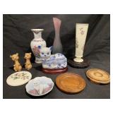 LENOX VASE CAT TRINKET DISH COASTERS FLORAL VASE