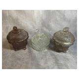 JEANETTE GLASS CANDY DISHES SWANN AND GRAPE