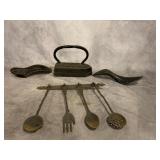 COBBLERS SHOE LAST, SAD IRON, & CAST IRON UTENSILS