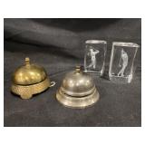 LAZER GOLFER PAPER WEIGHTS AND DESK BELLS