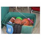 tote w/ kids balls & misc