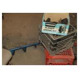 2 milk crates & ice auger misc