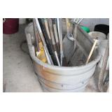 Water tank shovels rakes ect.