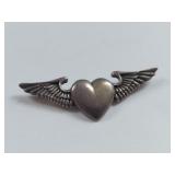 Unique Sterling Silver Winged Heart Pendant