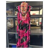 Jostar Floral Dress with Lei Necklaces, Size M