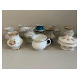 Vintage Porcelain Vases and Sugar Bowl Set
