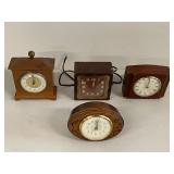 Lot of 4 Vintage Wooden Electric Clocks - Various