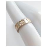 Sterling Silver Ring with Engraved Hearts