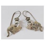 Sterling Silver Cat-Shaped Earrings with Engraved