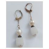 Elegant Pearl & White Stone Dangle Earrings with S