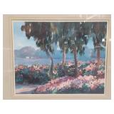 Framed Landscape Art with Trees & Flowers