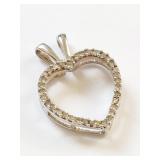 Sterling Silver Heart Pendant with Clear Stones