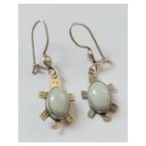 Sterling Silver Turtle Earrings with Gemstone Inla