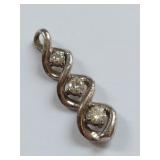 Sterling Silver Drop Pendant with Tiered Diamonds