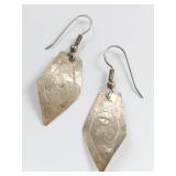 Handcrafted Silver Earrings with Engraved Design