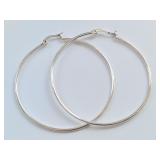 Vintage Sterling Silver Huge Hoop Earrings