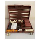 Complete Backgammon Set in Leatherette Case with R