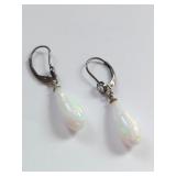 Sterling Silver Opalescent Teardrop Earrings with
