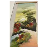 Japanese Wall Scroll with Scenic Landscape