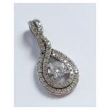 Sterling Silver Pendant with Clear Gemstones