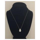 Sterling Silver White Teardrop Stone Pendant Neckl