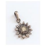 Vintage Sterling Silver Sunflower Charm Pendant