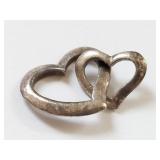 Charming Sterling Silver Intertwined Heart Pendant