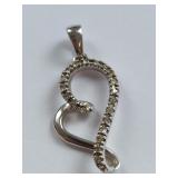 Elegant Sterling Silver Diamond Heart Pendant