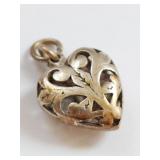 Vintage Sterling Silver Hollow Heart Pendant Charm
