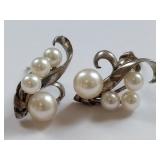 Vintage Sterling Silver Pearl-Like Earrings