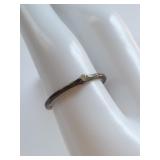 Vintage Sterling Silver Gold Ring with Small Clear