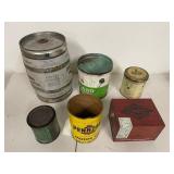 Lot of Vintage Metal Cans and Box Collection