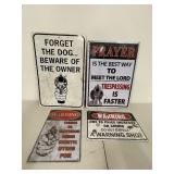 Set of 4 Humorous Warning Signs with Graphics