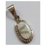 Vintage Sterling Silver Opal Inlay Pendant