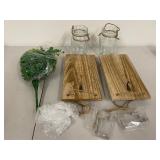 Rustic Wall Decor Set with Jars and Greenery