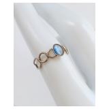 Sterling Silver Adjustable Ring with Blue Pearlesc